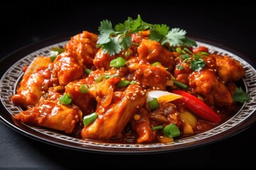 A Plate of delicious Chinese food - Kung Pao Chicken