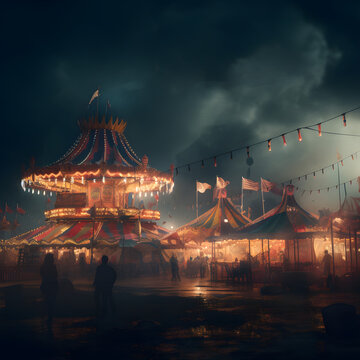 Feria y circo en la noche