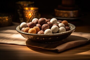 A Variety of Delicious Cookies in a Bronze Bowl
