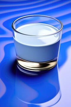 Glass of Milk or Cream, Served on a blue table
