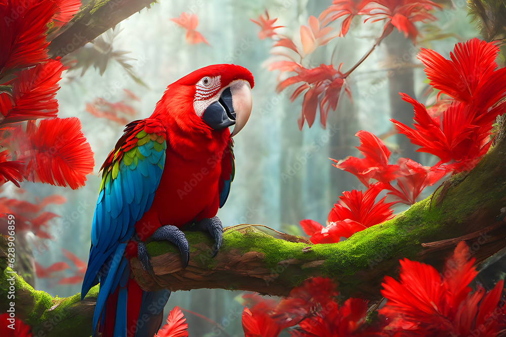 Wall mural red and yellow macaw - Wall murals