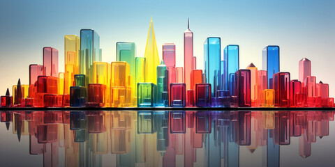 City skyline made of colored glass
