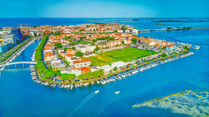 Town of Grado channels aerial view, Friuli-Venezia Giulia region of Italy.