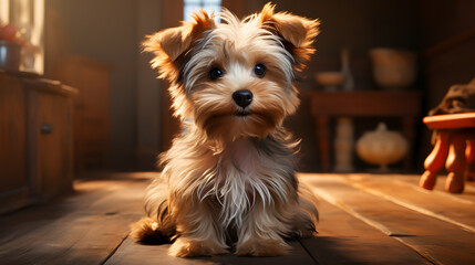 Cute Dog on Pet themed Background, Ai Generative
