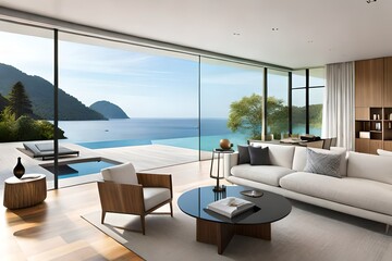 Fototapeta na wymiar modern living room with table Generated Ai
