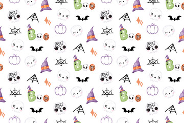 Cute Halloween, Halloween Background, watercolor style, patterns, halloween pattern, halloween patterns, seamless pattern