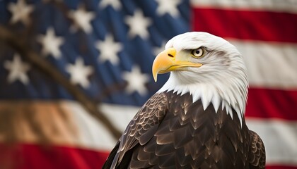 Naklejka premium american bald eagle with american flag