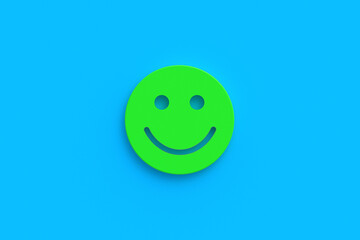 Happy emotion face. Mood expression concept. Opinion and feedback. Top view. 3d render