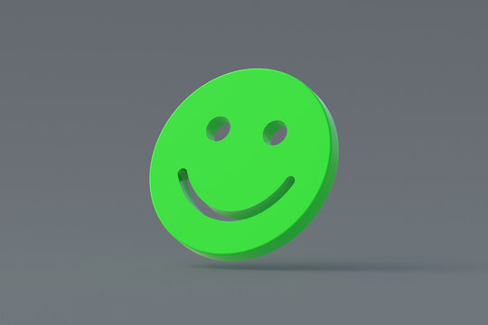 Falling happy emotion face. Mood expression concept. Opinion and feedback. 3d render