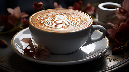 Close-up of Frothy Texture on a Creamy Coffee, Celebrating the Barista's Craft - Generative AI