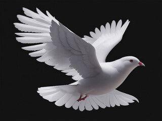 White dove on black background isolated and vertical image. generative ai