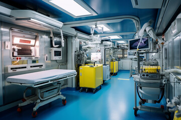 The operating room is equipped with emergency equipment, including defibrillators and crash carts, ensuring the highest level of preparedness for unexpected medical situations." Generative AI