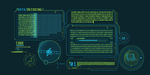 Futuristic interface of satellite data decoding program.