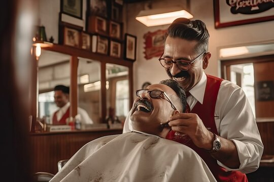 Man getting shave at barber shop