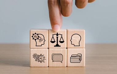 AI ethics or AI Law concept. Developing AI codes of ethics. Compliance, regulation, standard ,...