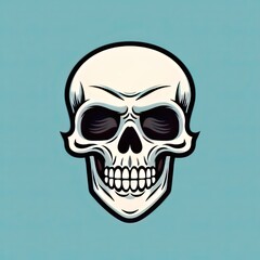 A cartoon skull icon with crossbones and facial expressions generative AI