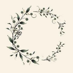 A frame made of interlocking floral vines and leaves generative AI