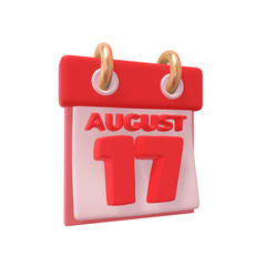 Independence Day Calendar 3D Icon Commemorating 17th August in Indonesia