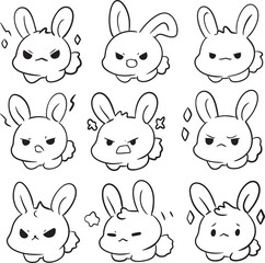 Rabbit pose draw clip art outline