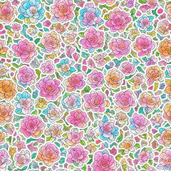 Flowers seamless pattern background, vintage style illustration.