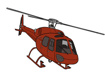 a red helicopter transportation vehicle