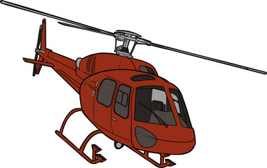 a red helicopter transportation vehicle 