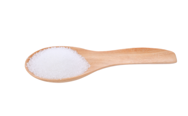 White sugar in wooden spoon  on transparent png