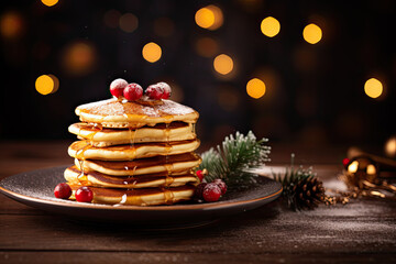Christmas pancakes  with syrup