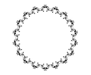 Round frame design concept of Black Spirals and dots isolated on white background - vector illustration