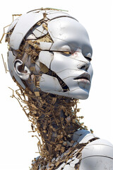 Robot concept of female humanoid made with AI generative image