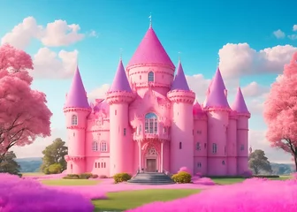 Cercles muraux Rose clair Pink castle, generative ai
