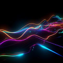 Naklejka premium Abstract background of futuristic corridor with purple and blue neon lights