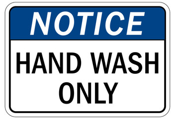 Food safety sign and labels hand wash only