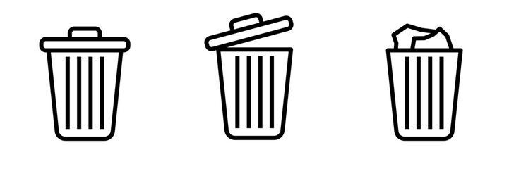 Set of Trash bin - vector icon isolated