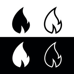 Fire icon. Symbol of danger and importance. Designation of a hit, top or hot.