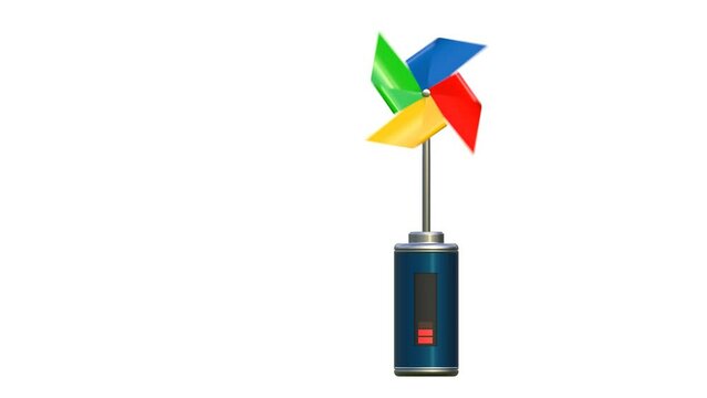 Charging of battery by toy windmill