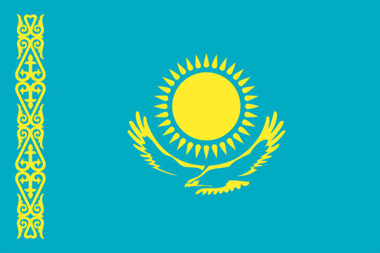カザフスタン・イーグル 2022年 Ilustração Flag of Kazakhstan. Kazakh blue flag with an ornament