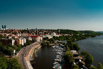 Fototapeta na wymiar Aerial view of the historic city of Prague skyline