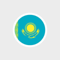 Flag of Kazakhstan. Kazakh blue flag with an ornament, the sun and a golden eagle. State symbol of the Republic of Kazakhstan.
