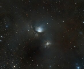 Incredible M78 in the night sky with twinkling stars
