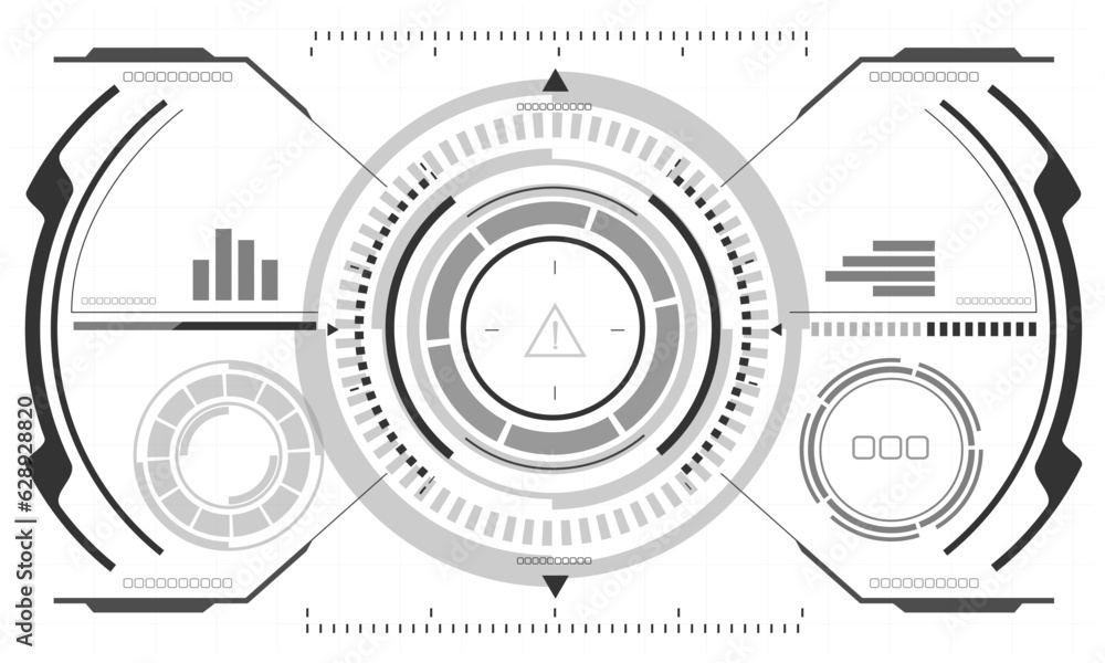 Poster hud sci-fi interface screen monochrome view design virtual reality futuristic technology display vec