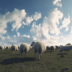 Fototapeta premium Sheep in Field, Made With Generative AI