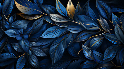 blue and black leaves.generative ai