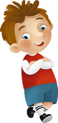 cartoon scene with young boy teenager playing having fun and smiling isolated illustration for kids
