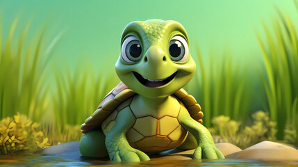 Turtle 3D cute simple background