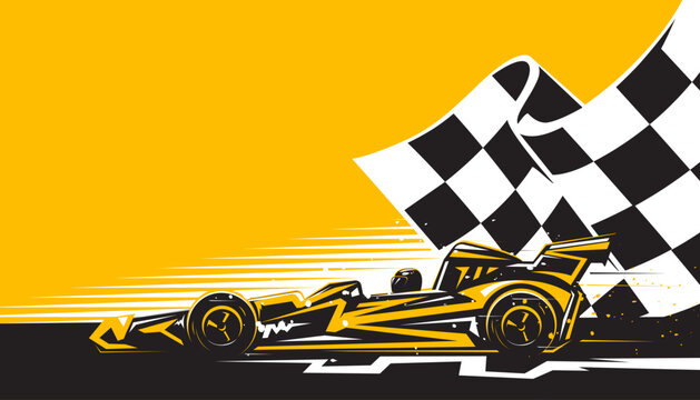 Motorsport car racing on abstract background design. Sport race