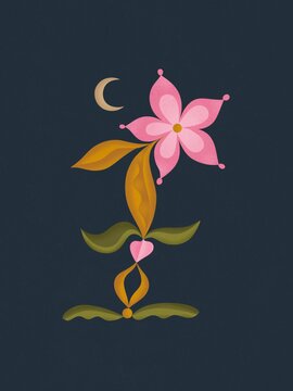 Single Flower and Moon 