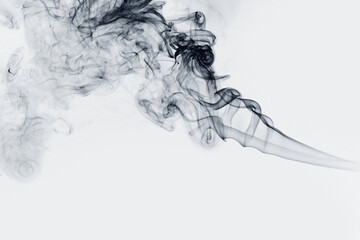 Black smoke movement isolated on White background Smoke movement concept for design