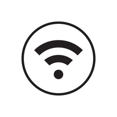 Wifi signal icon vector in circle line. Wireless fidelity network connection symbol concept