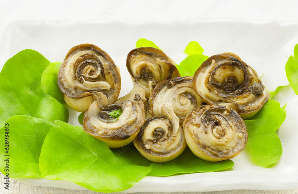 Wall mural escargots de bourgogne food over white background